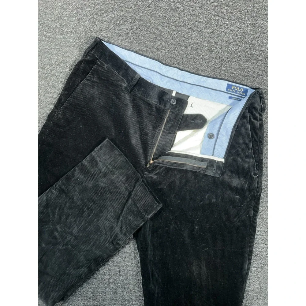 Polo Ralph Lauren Corduroy Pants‎ Men's 36x30 Black Cotton Stretch Dress Classic